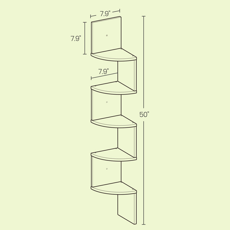 White Corner Book Case Zigzag Design 5 Tier Display Storage Shelf