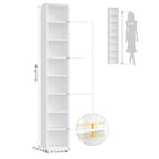Modern Tall Narrow Bookcase Seven Tier Open Storage Display Shelf