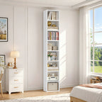 Modern Tall Narrow Bookcase Seven Tier Open Storage Display Shelf