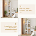 Modern Tall Narrow Bookcase Seven Tier Open Storage Display Shelf