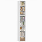 Modern Tall Narrow Bookcase Seven Tier Open Storage Display Shelf
