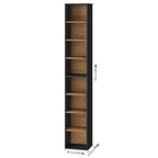 Modern Tall Narrow  Brown Bookcase Seven Tier Open Storage Display Shelf