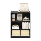 Modern Black Rectangular Three Tier Open Bookcase Storage Display Unit
