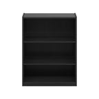 Modern Black Rectangular Three Tier Open Bookcase Storage Display Unit