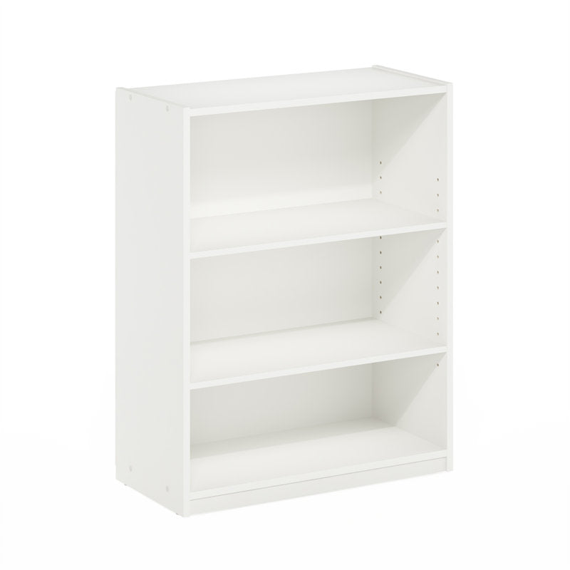 Modern White Rectangular Three Tier Open Bookcase Storage Display Unit