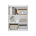 Modern White Rectangular Three Tier Open Bookcase Storage Display Unit