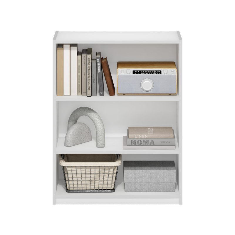 Modern White Rectangular Three Tier Open Bookcase Storage Display Unit