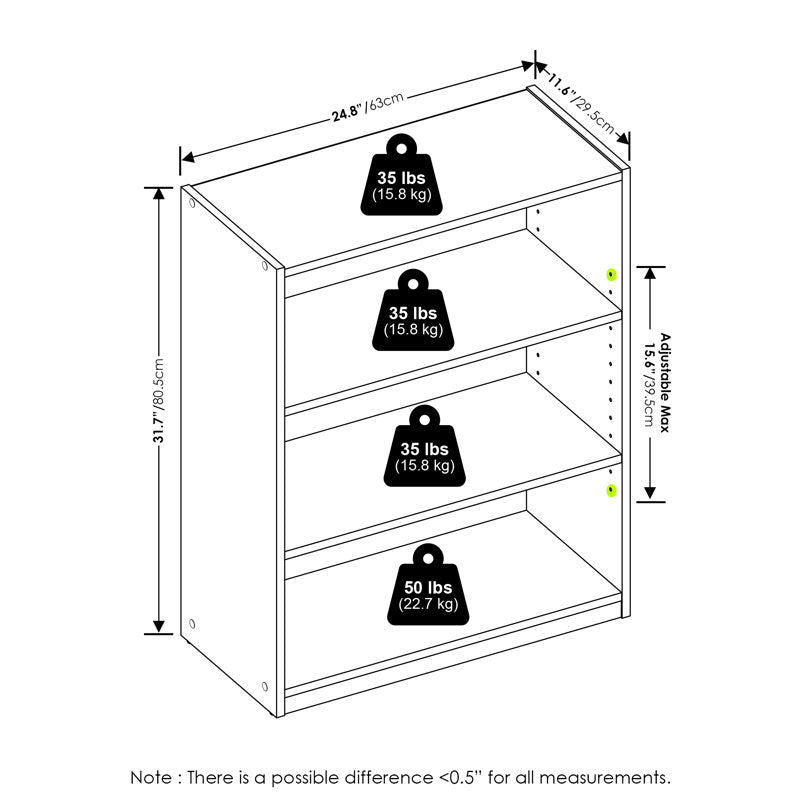 Modern White Rectangular Three Tier Open Bookcase Storage Display Unit