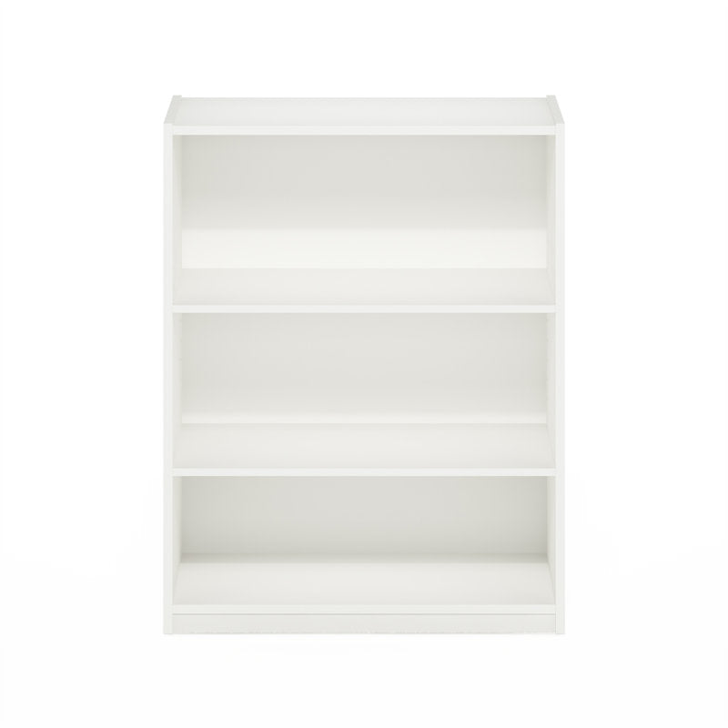 Modern White Rectangular Three Tier Open Bookcase Storage Display Unit