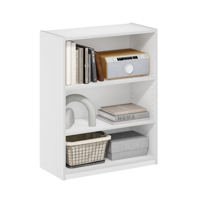 Modern White Rectangular Three Tier Open Bookcase Storage Display Unit