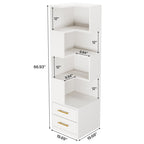 Contemporary White Storage Bookcase Open Shelves With Drawers