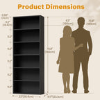 Modern Black 5 Tier Bookshelf Tall Open Storage Bookcase