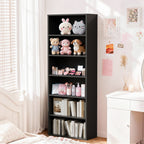 Modern Black 5 Tier Bookshelf Tall Open Storage Bookcase