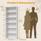 Modern White 5 Tier Bookshelf Tall Open Storage Bookcase