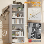 Modern White 5 Tier Bookshelf Tall Open Storage Bookcase