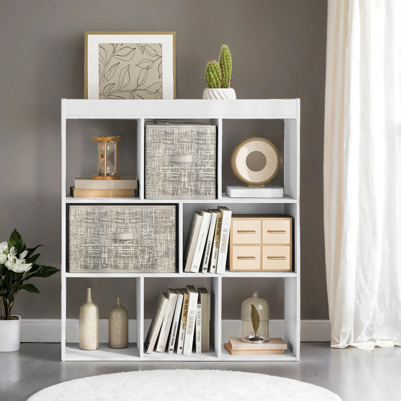 Modern White 9 Cube Storage Bookcase Open Display Shelf