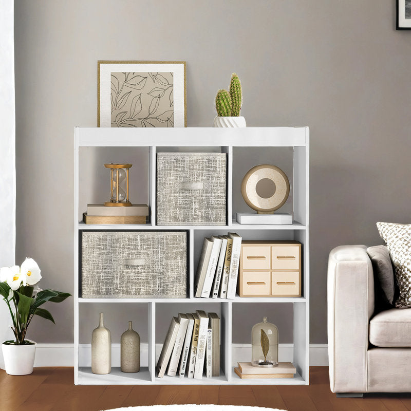 Modern White 9 Cube Storage Bookcase Open Display Shelf