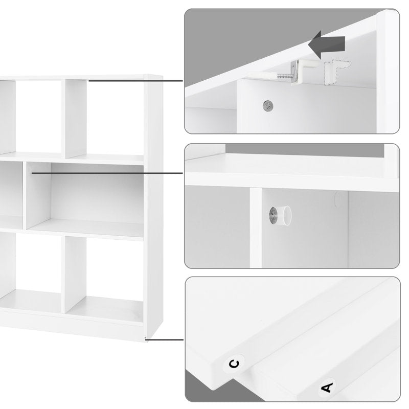 Modern White 9 Cube Storage Bookcase Open Display Shelf