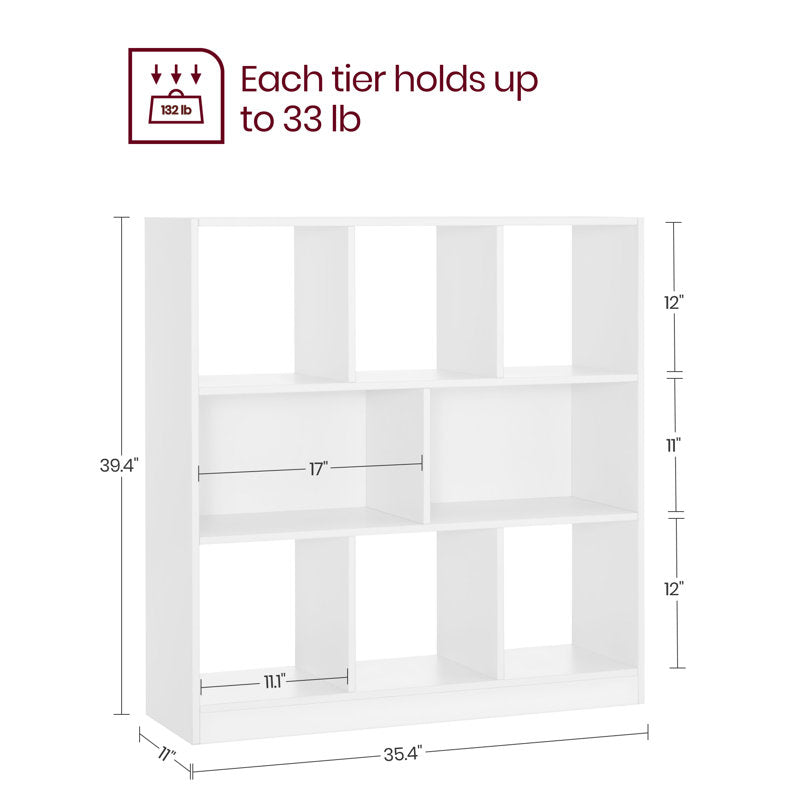 Modern White 9 Cube Storage Bookcase Open Display Shelf