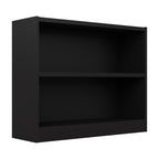 Modern Black 2 Tier Bookshelf Low Open Storage Bookcase
