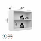 Modern White 2 Tier Bookshelf Low Open Storage Bookcase