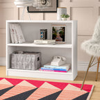 Modern White 2 Tier Bookshelf Low Open Storage Bookcase