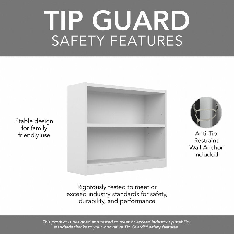 Modern White 2 Tier Bookshelf Low Open Storage Bookcase