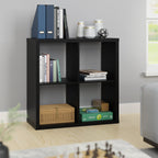 Modern Black 4 Cube Storage Bookcase Open Display Shelf