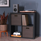 Modern Black 4 Cube Storage Bookcase Open Display Shelf
