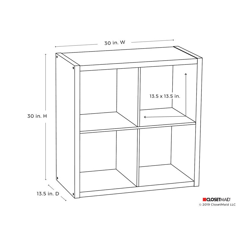 Modern Black 4 Cube Storage Bookcase Open Display Shelf
