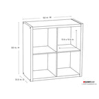 Modern Black 4 Cube Storage Bookcase Open Display Shelf