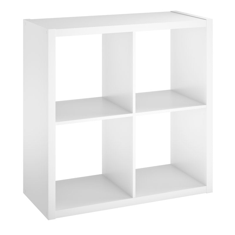 Modern White 4 Cube Storage Bookcase Open Display Shelf