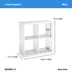 Modern White 4 Cube Storage Bookcase Open Display Shelf