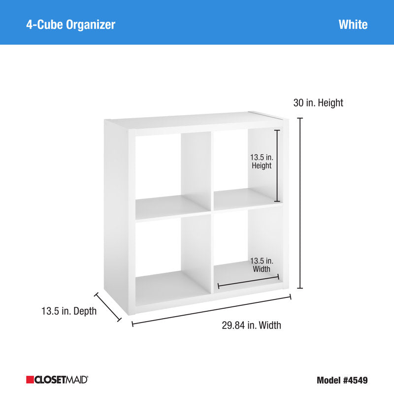 Modern White 4 Cube Storage Bookcase Open Display Shelf