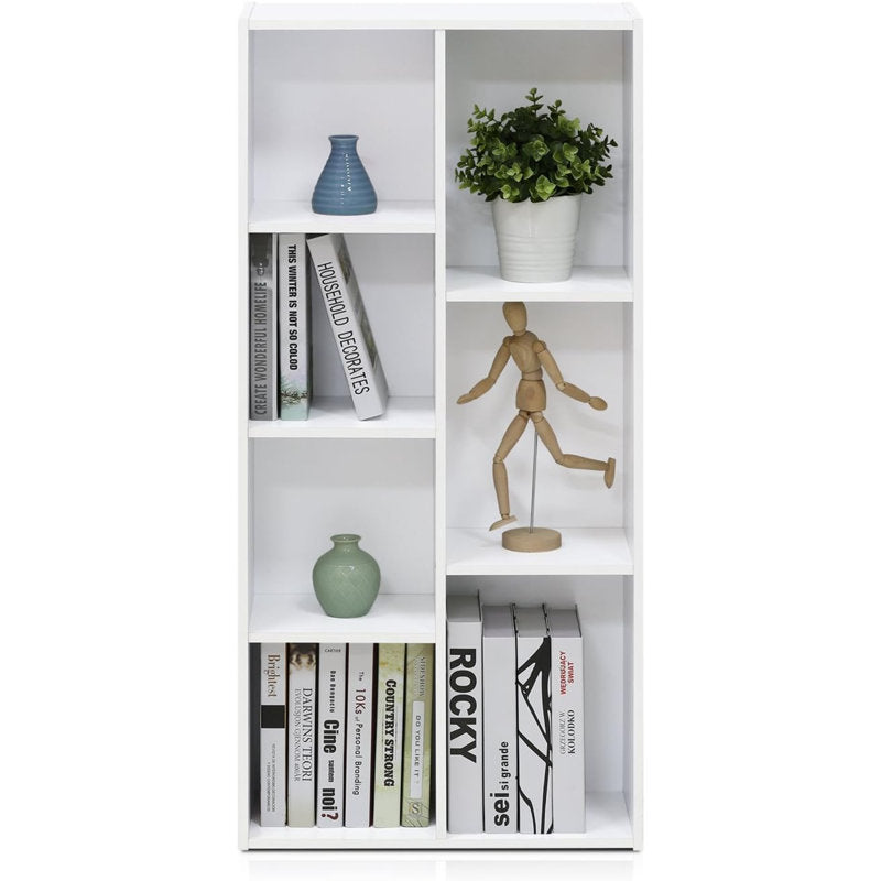 White 6 Compartment Cube Storage Bookcase Display Organizer