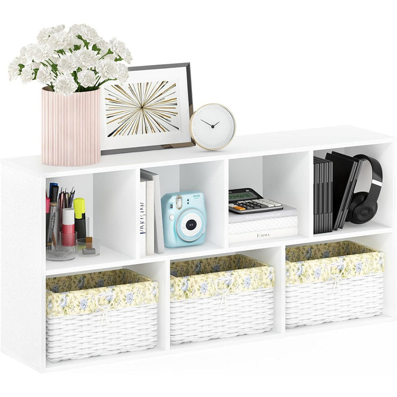 White 6 Compartment Cube Storage Bookcase Display Organizer