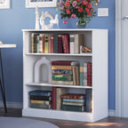 Modern White 3 Tier Bookshelf Low Open Storage Bookcase