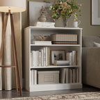 Modern White 3 Tier Bookshelf Low Open Storage Bookcase