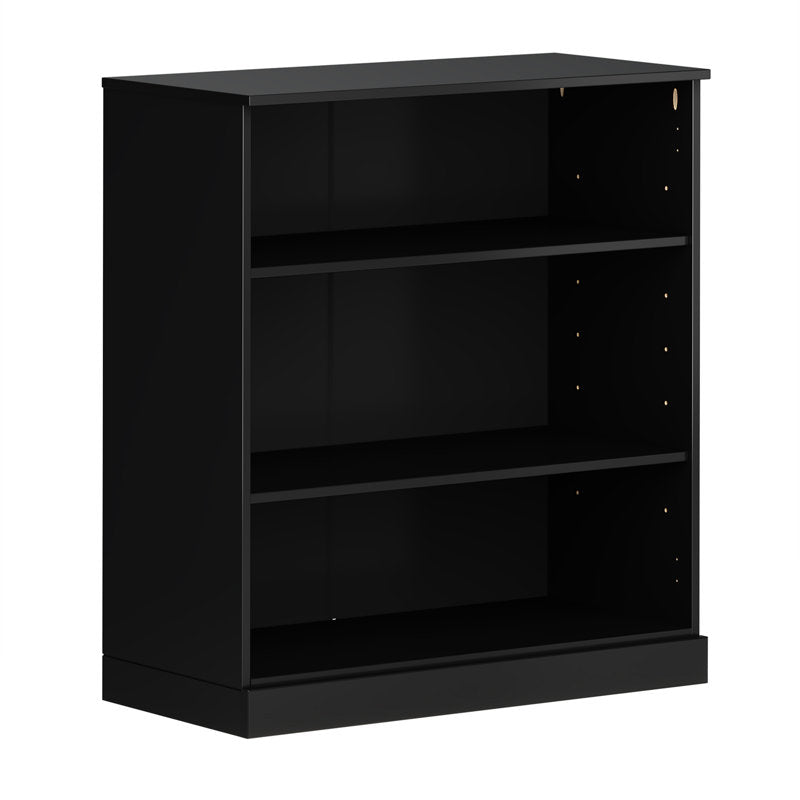 Modern Black 3 Tier Bookshelf Low Open Storage Bookcase