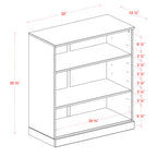 Modern Black 3 Tier Bookshelf Low Open Storage Bookcase