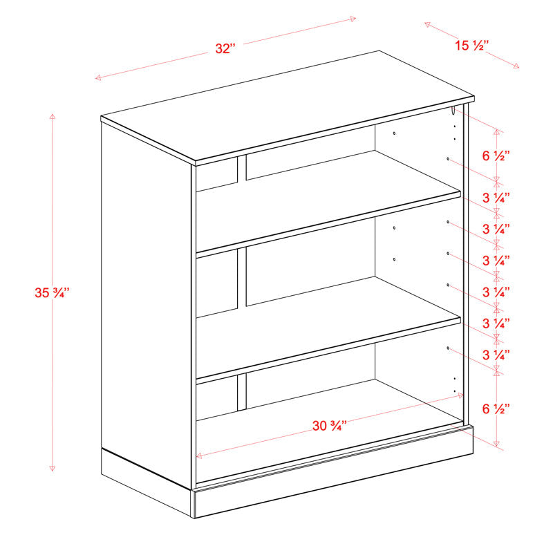 Modern White 3 Tier Bookshelf Low Open Storage Bookcase