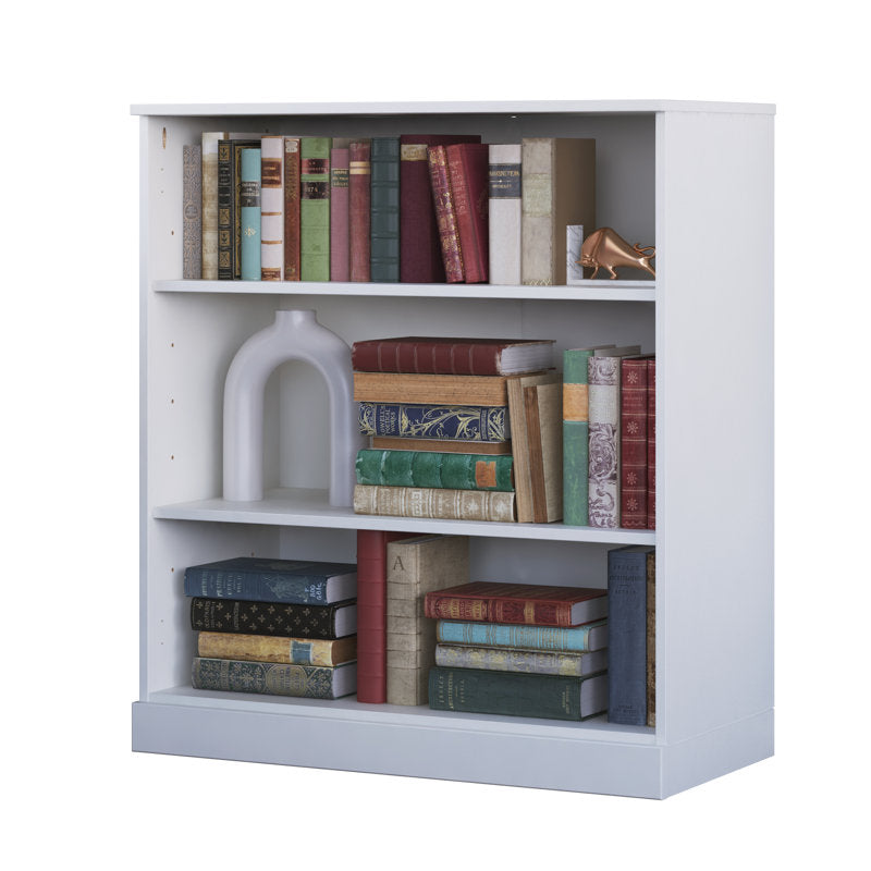 Modern White 3 Tier Bookshelf Low Open Storage Bookcase