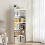Modern White 5 Tier Bookshelf Tall Open Storage Bookcase