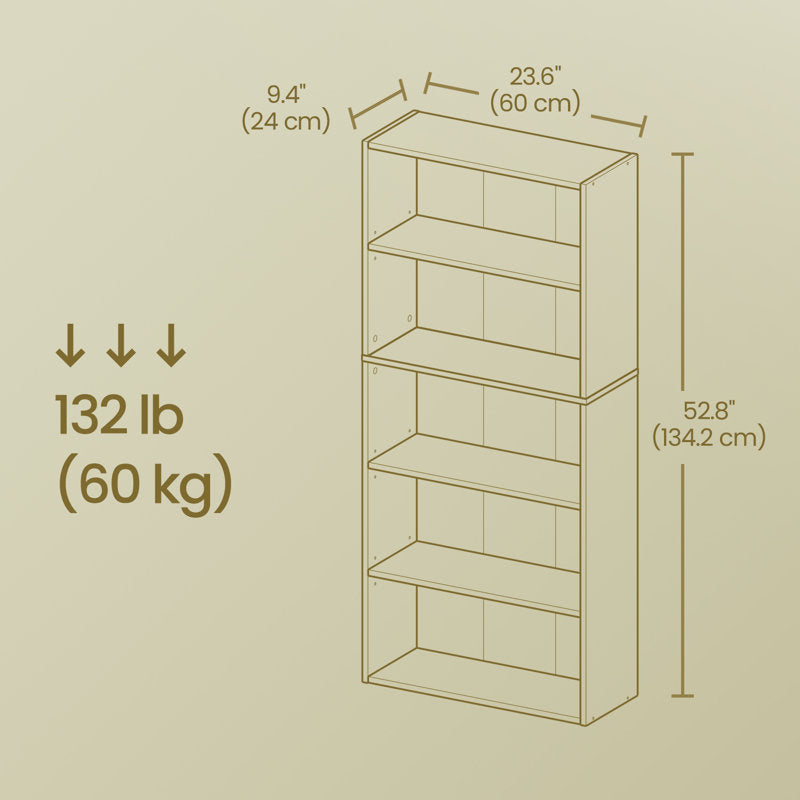 Modern White 5 Tier Bookshelf Tall Open Storage Bookcase