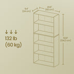 Modern White 5 Tier Bookshelf Tall Open Storage Bookcase