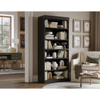 Minimalist Black 5 Shelf Tall Bookcase Storage Display Rack
