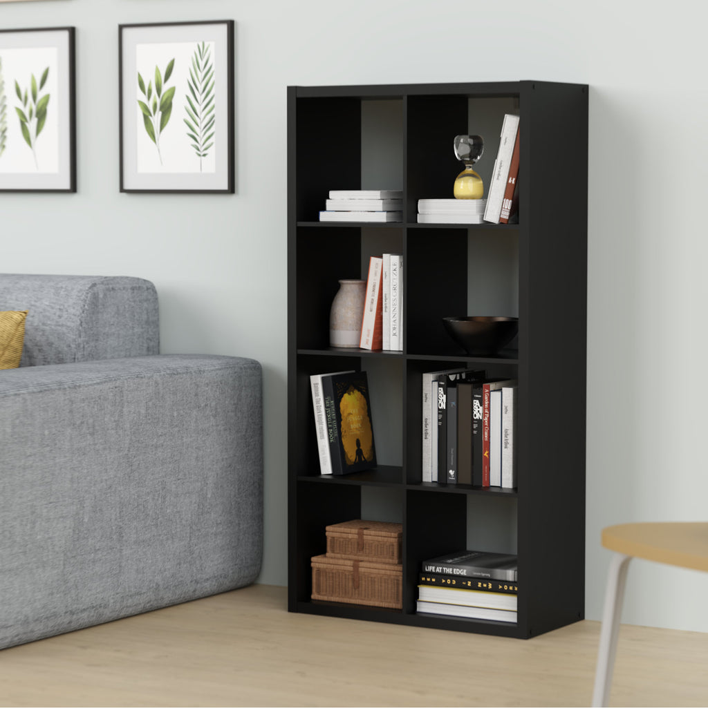 Modern Black 8 Cube Storage Bookcase Organizer