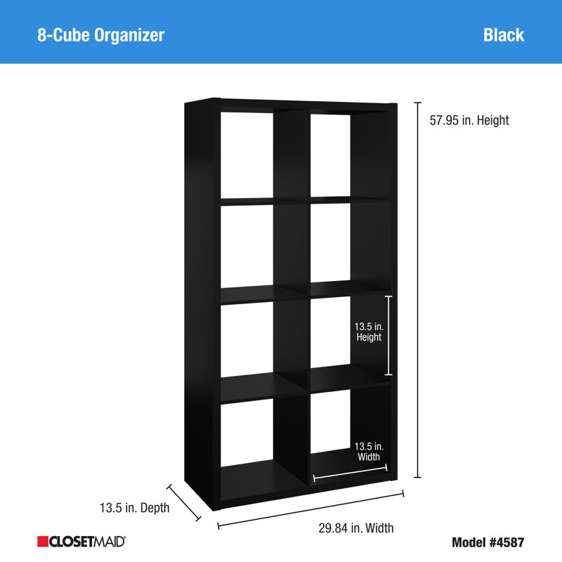 Modern Black 8 Cube Storage Bookcase Organizer