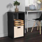 Modern Black 2 Tier Bookcase With Fabric Drawer