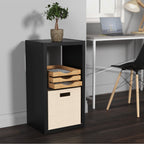 Modern Black 2 Tier Bookcase With Fabric Drawer